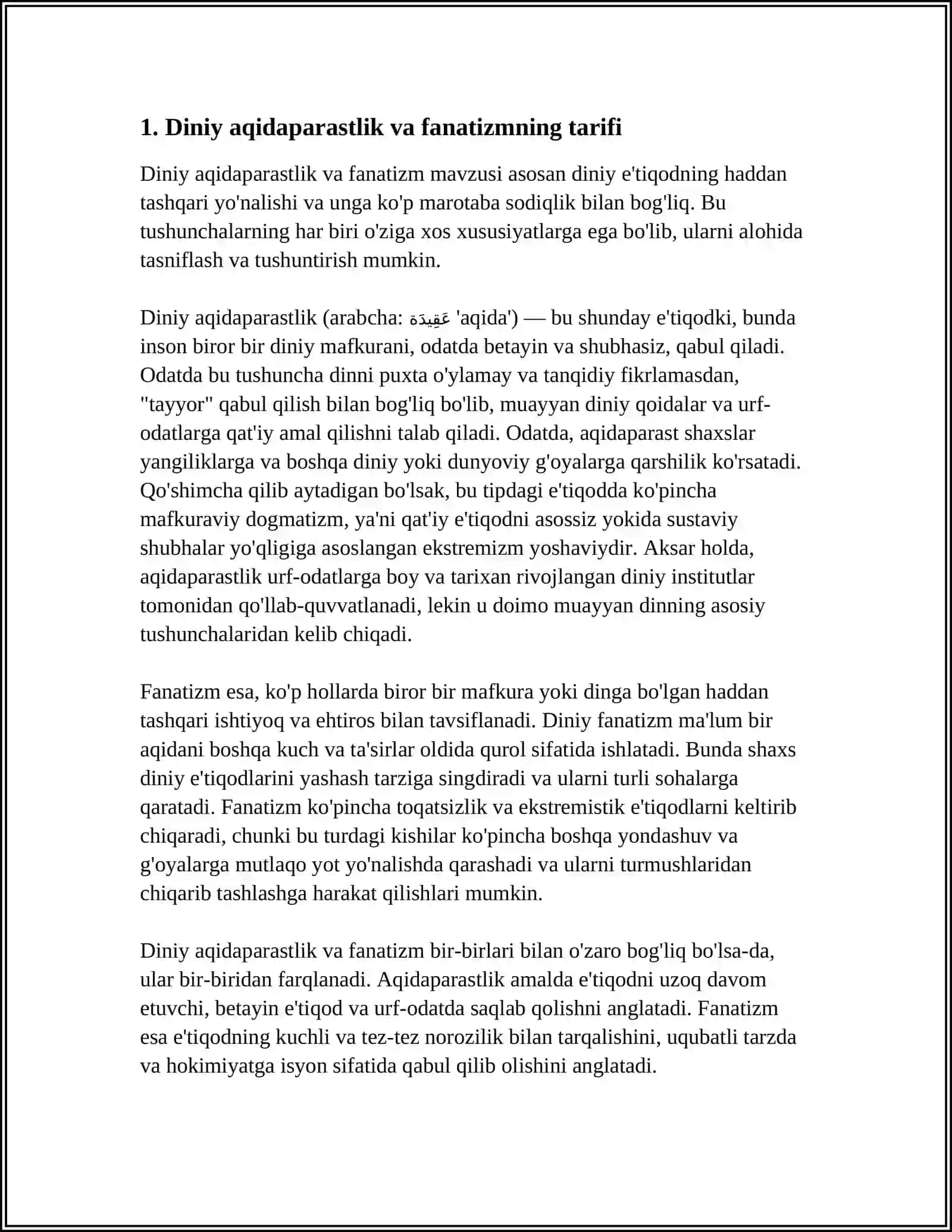 Diniy Aqidaparastlik va Fanatizm 3
