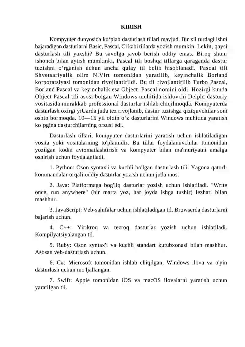 "ALGORITMLASH USULLARI. DASTURLASHTIRISH TILLARI." 3