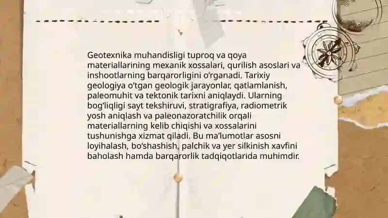 Geotexnika muhandisligi va tarixiy geologiya 3