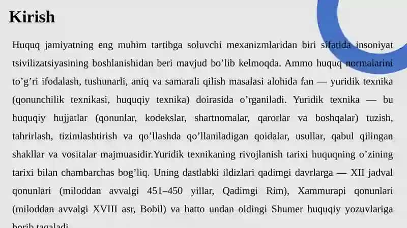 Yuridiktexnika fanining rivojlanishi tarixi 3