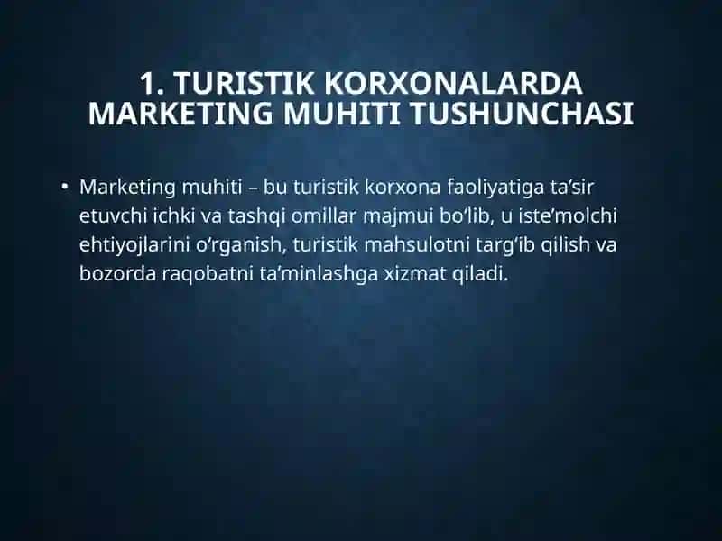 Turistik korxonalarning marketing muhiti tadqiqoti 3