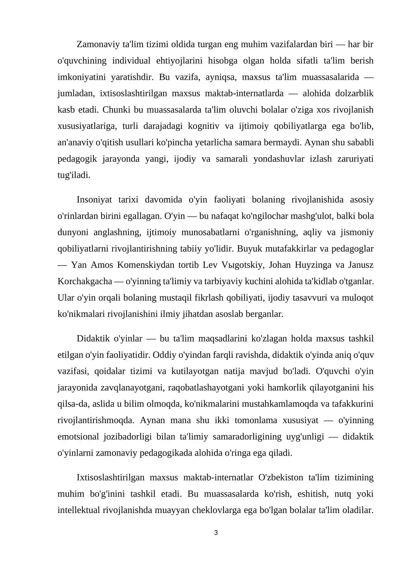 IXTISOSLASHTIRILGAN MAXSUS MAKTAB-INTERNATLARINING DARSLARI JARAYONIDA DIDAKTIK O'YINLARDAN FOYDALANISH 3