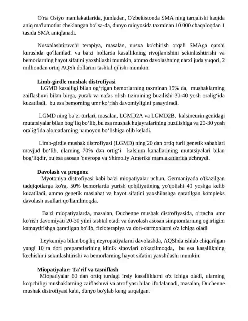 Asab tizimining (miopatiyalar) nasliy kasalliklari 3