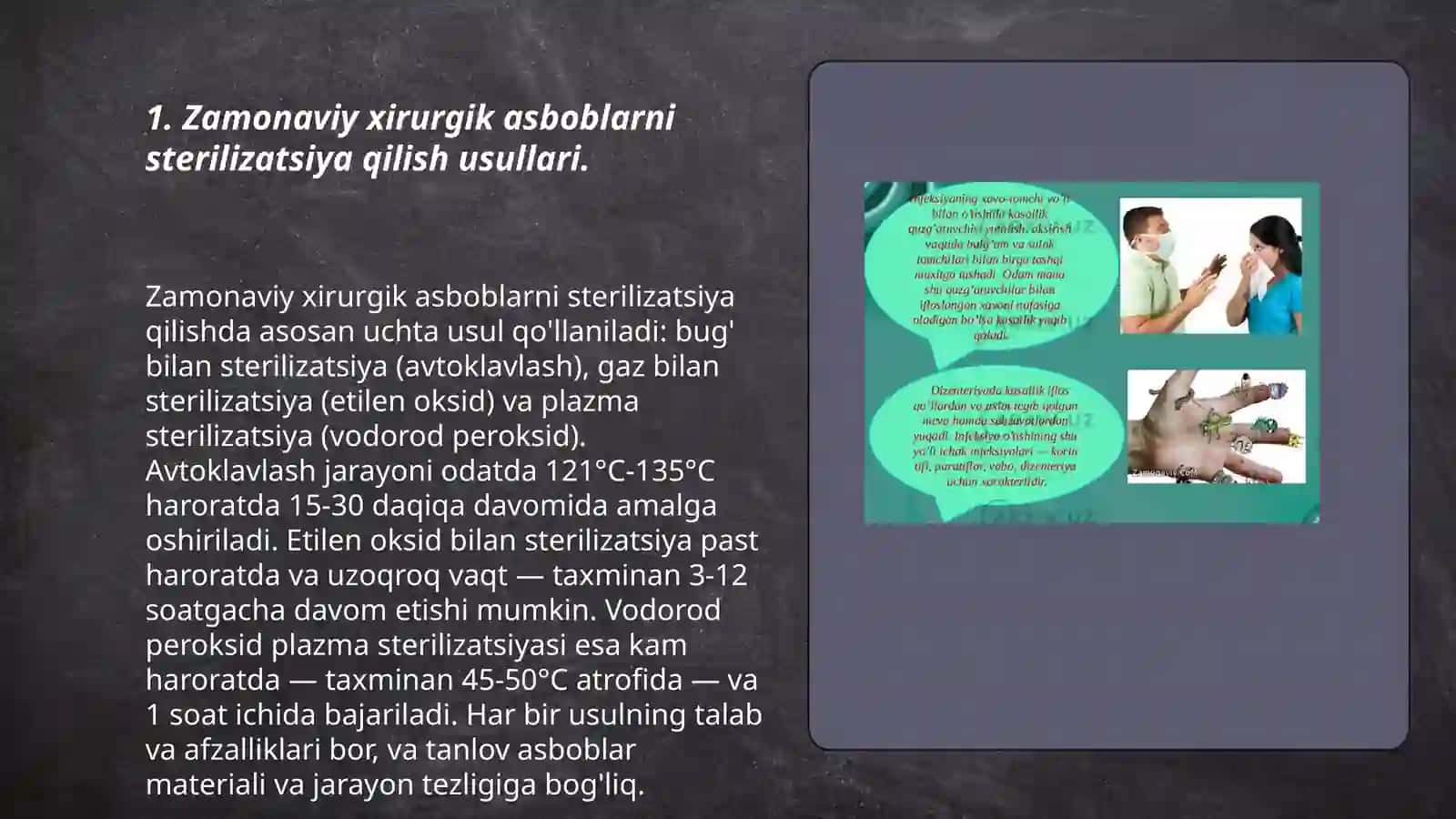 Zamonaviy xirurgik asboblar.Dezinfeksiya uchun qoʻllaniladigan asosiy kimyoviy vositalar 3