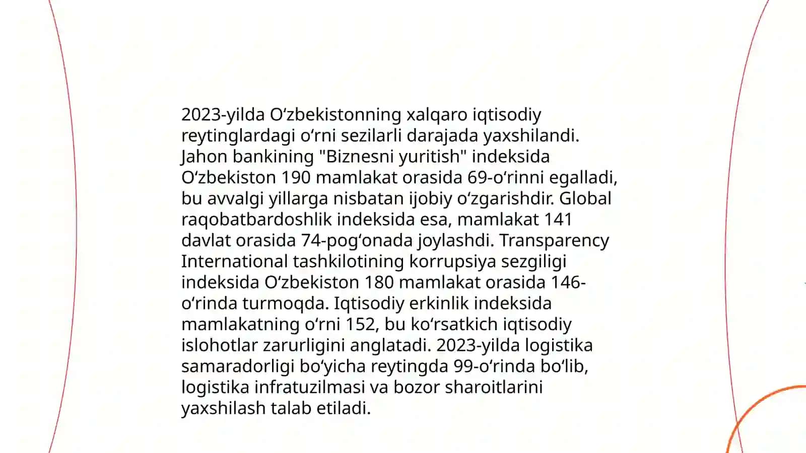 Iqtisodiy va ijtimoiy sohadagi ustuvor xalqaro reytinglar va ularga Oʻzbekistonning integratsiyalashuvi 3