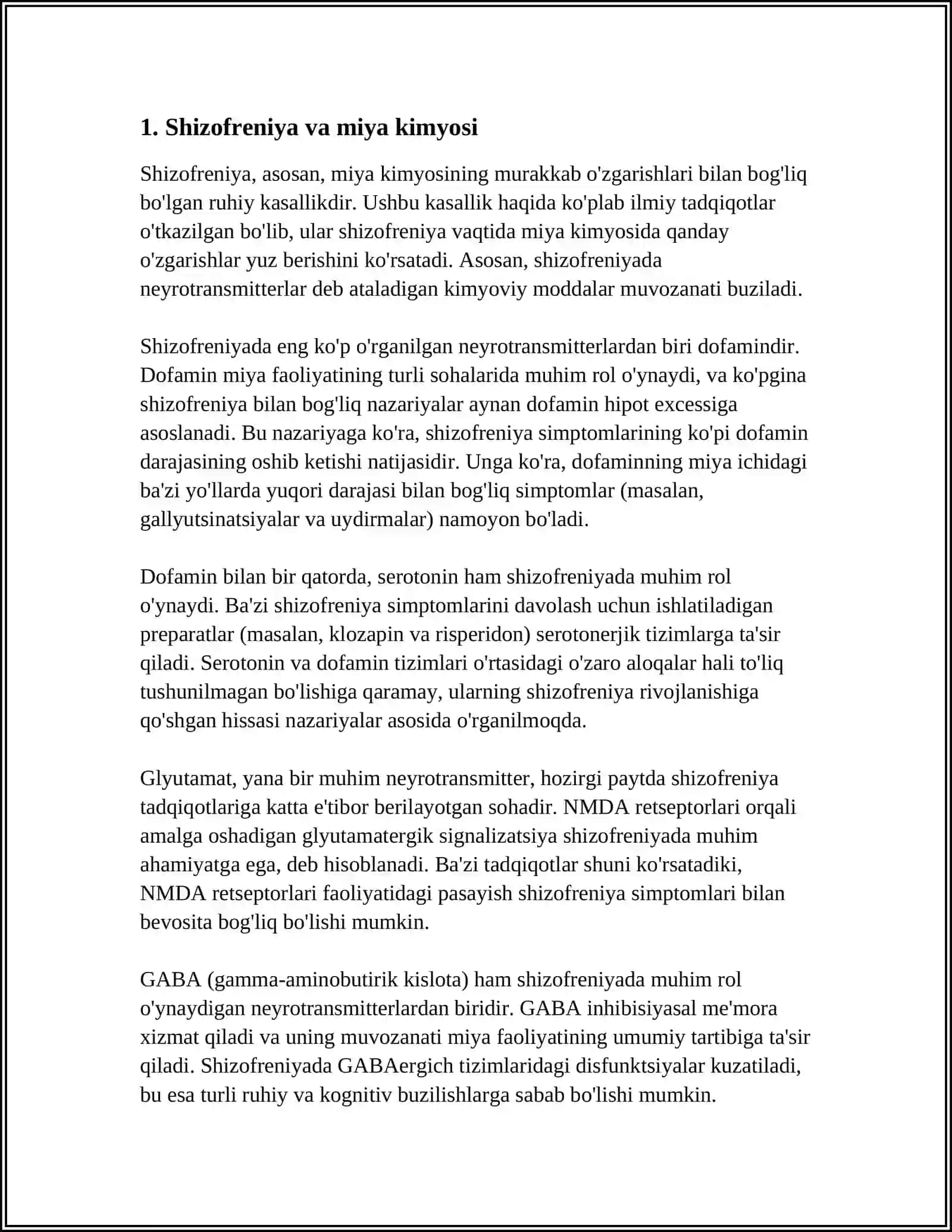 SHIZOFRENIYA- BIOXIMIK VA GENETIK OMILLAR 3