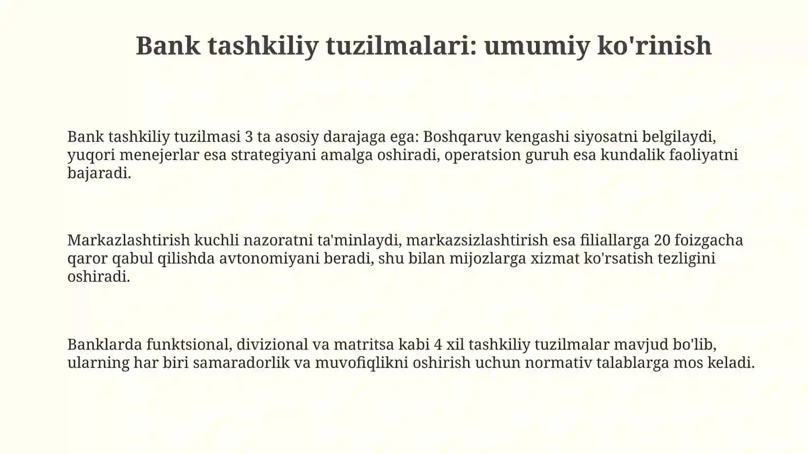 Banklar tashkiliy tuzilmasi variantlari 3