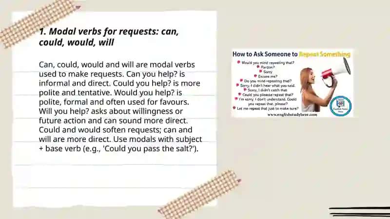 Ways to ask for help and ways to ask someone else to do something 3
