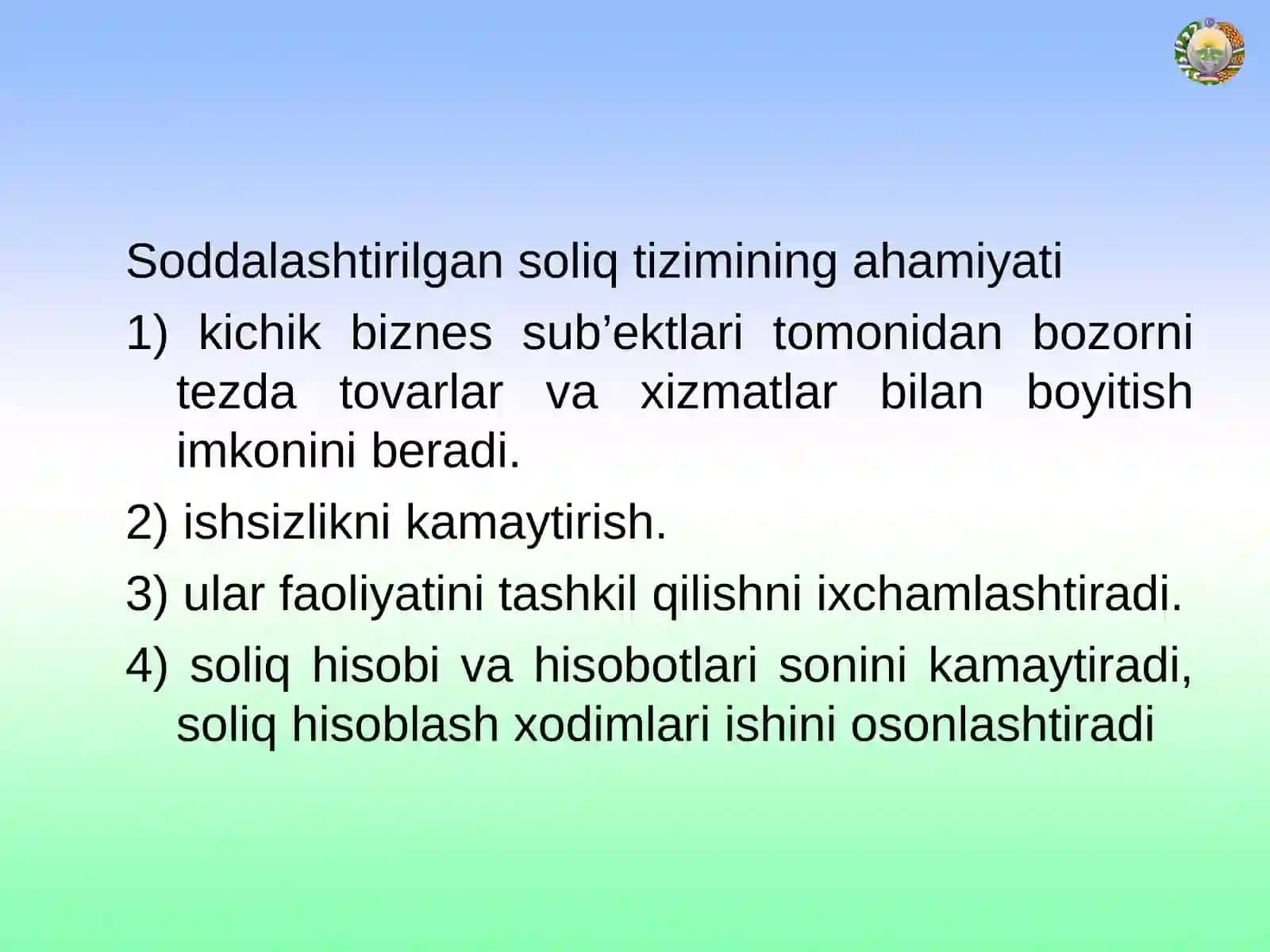 “SOLIQLAR TIZIMINI GURUHLASH TARTIBI” 3