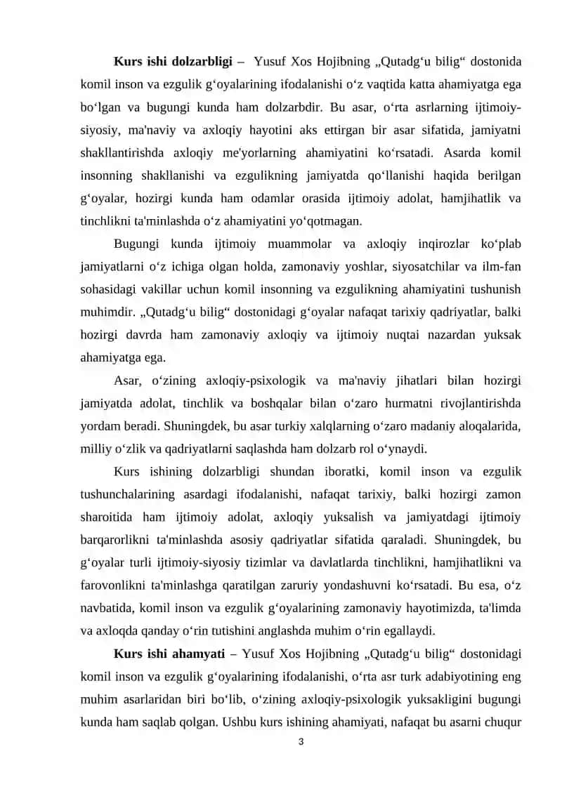 "YUSUF XOS HOJIBNING “QUTADG`U BILIG” ASARIDA TARBIYAVIY G`OYALARNING AHAMIYATI" 3
