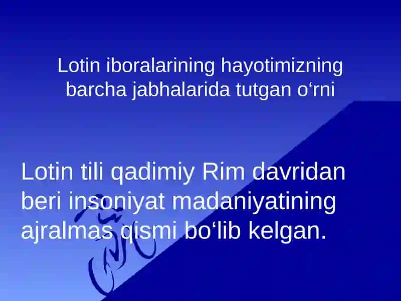 Lotin iboralarining hayotimizning barcha jabhalarida tutgan órni va Talabalar leksikasi 3
