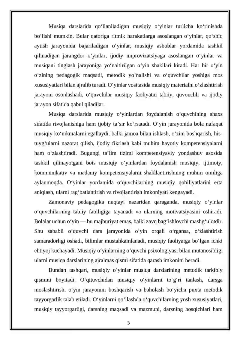 Musiqa darslarida musiqiy o'yinlardan foydalanish metodikasi 3