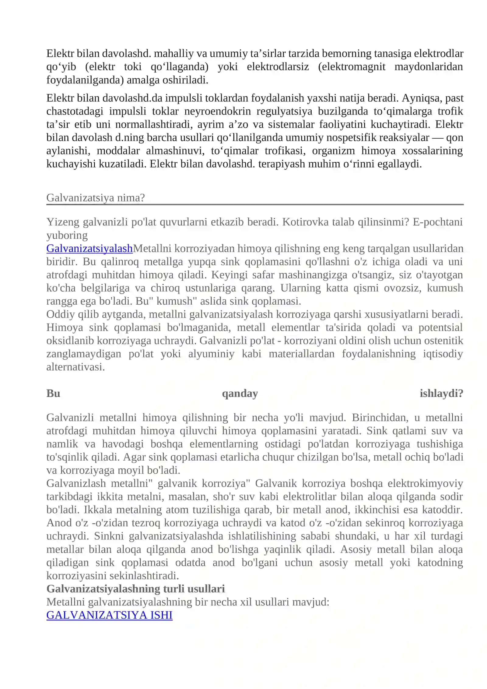 Galvanizatsiya dorivor moddalarning elektroforezi 3