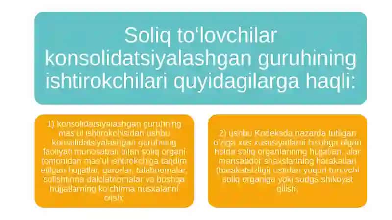 Soliq to‘lovchilar konsolidatsiyalashgan guruhi ishtirokchilarining huquq va majburiyatlari 3