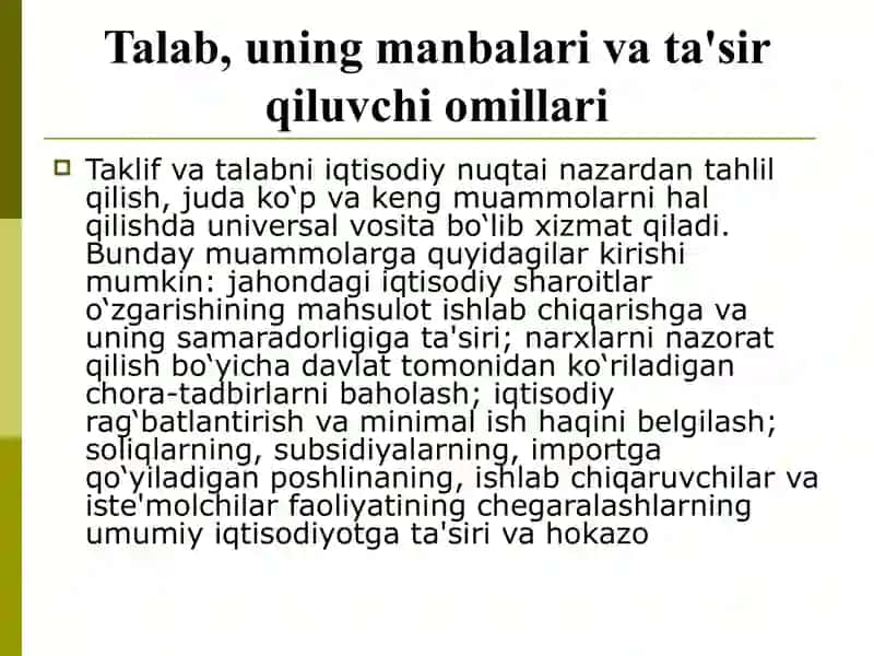 Bozor iqtisodiyotida talab va taklifning ahamiyati 3