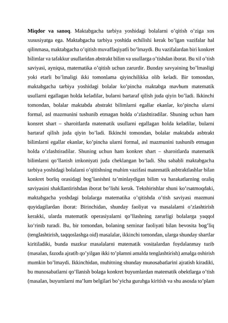 Elementar matematik tasavvurlarni shakllantirish, tartib va miqdor butun sonlar 3