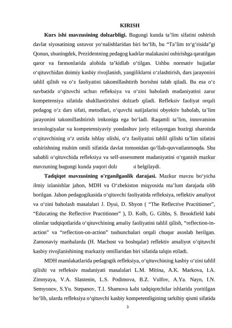 O‘QITUVCHI FAOLIYATIDA REFLEKSIYA VA O‘ZINI BAHOLASH MADANIYATI 3