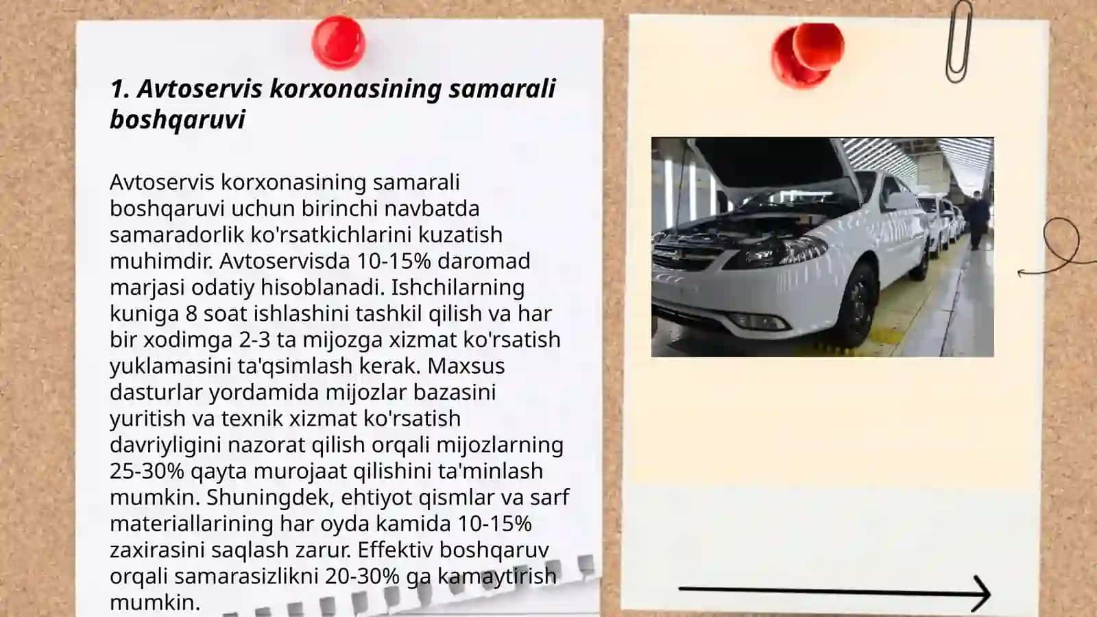 Avtoservis korxonalarida ishlab chiqarishni tashkil etish 3