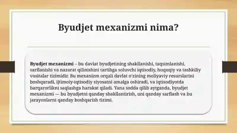 Taqdimot Byudjet mexanizmi tushunchasi 3