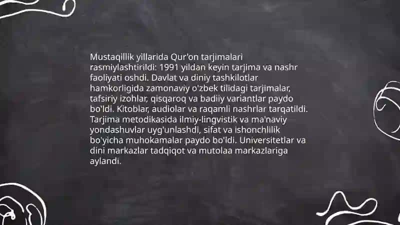 Mustaqillik yillarida Qur'onning o'zbek tiliga tarjima qilinishi va tafsirlari 3