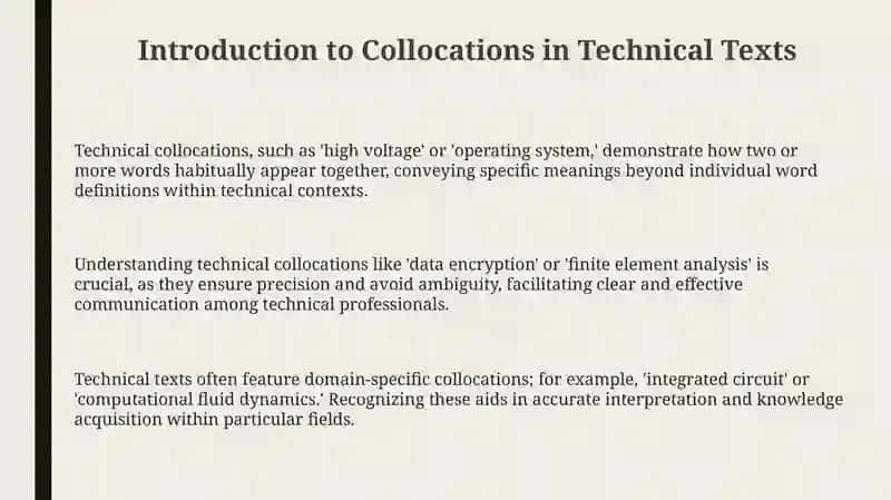 Searching for collocations from the texts related to technical realm 3