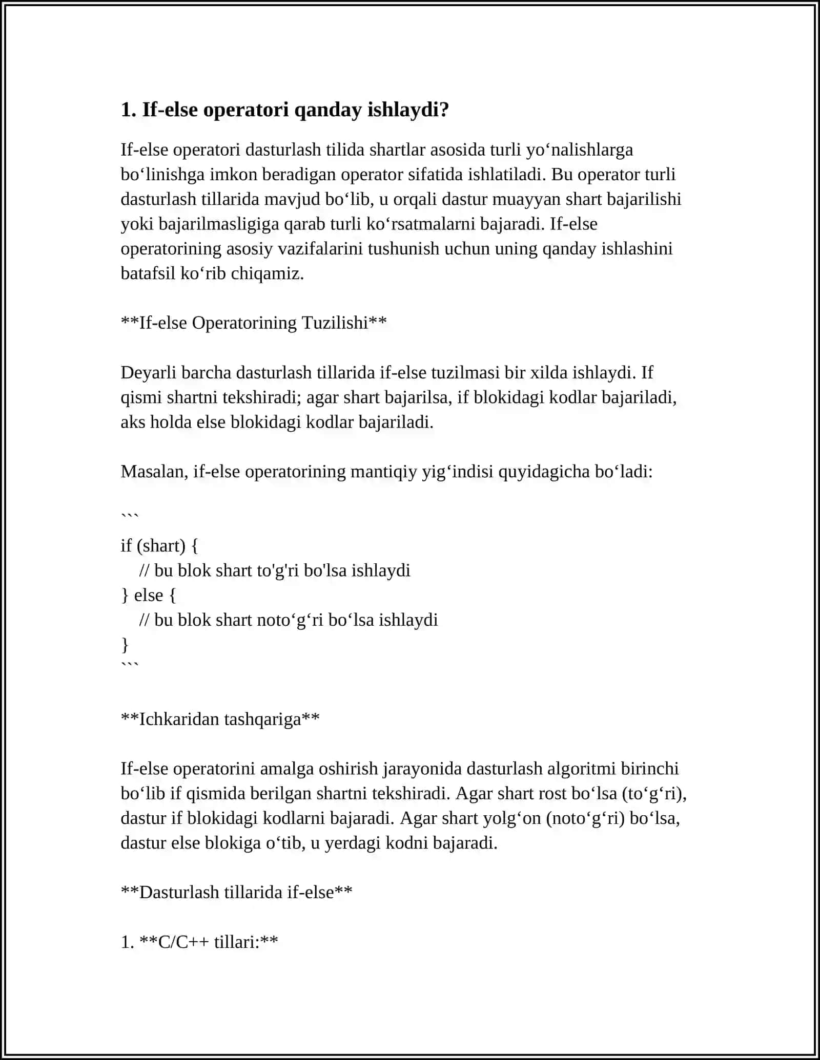 PYTHONDA IF-ELSE OPERATORI. BIR NECHA SHARTLARNI TEKSHIRISH 3