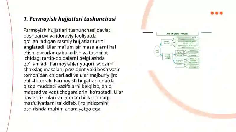 Farmoyish hujjatlari va ularning turlari. Ma'lumot- axborot hujjatlari 3