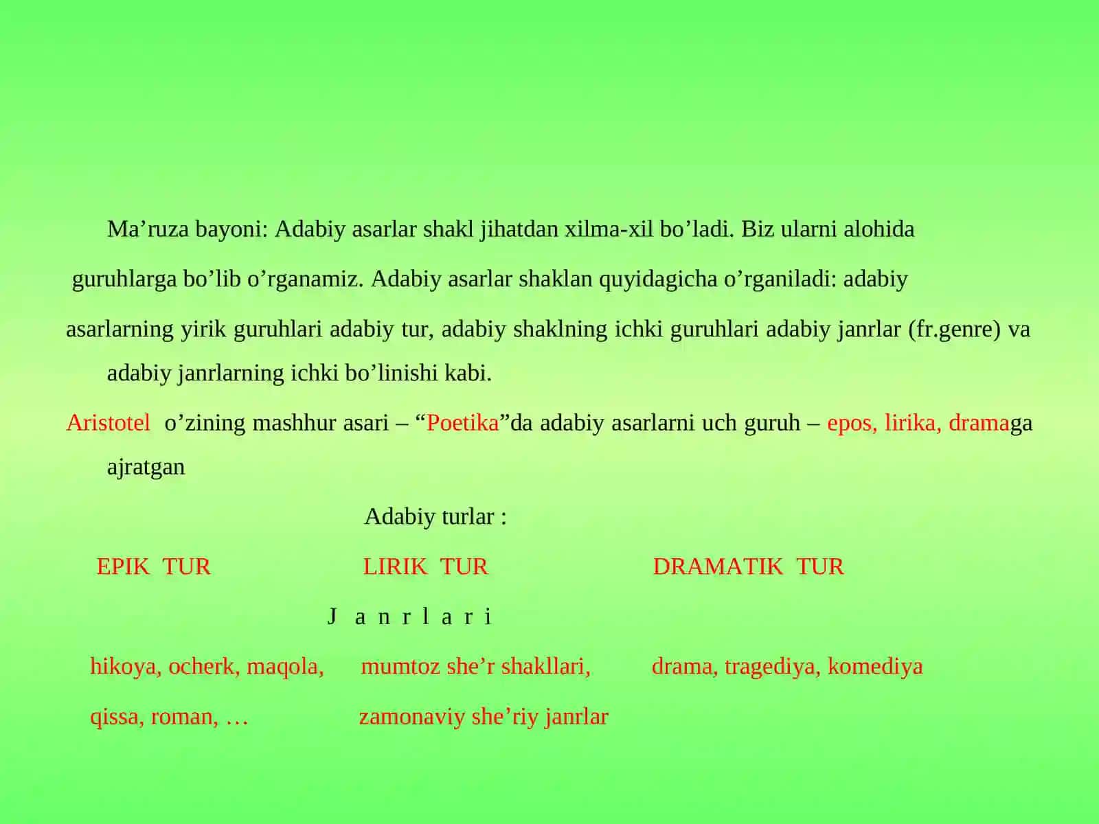 Adabiy tur va janrlar 3