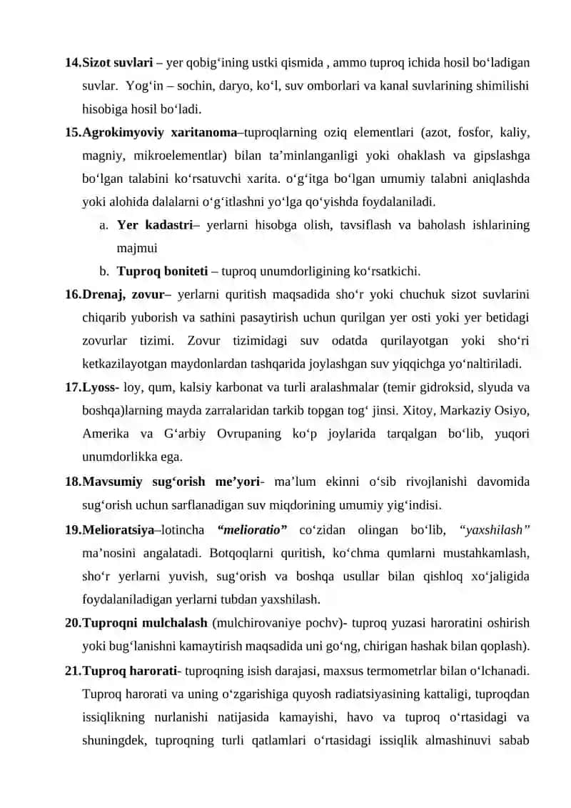 TUPROQ FIZIK VA GIDROGRAFIK XOSSALARIGA OID TUSHUNCHALAR 3
