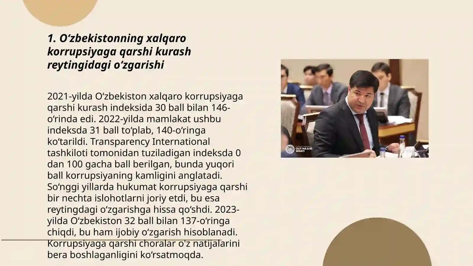 O‘zbekistonning xalqaro korrupsiyaga qarshi kurash reytingi 3