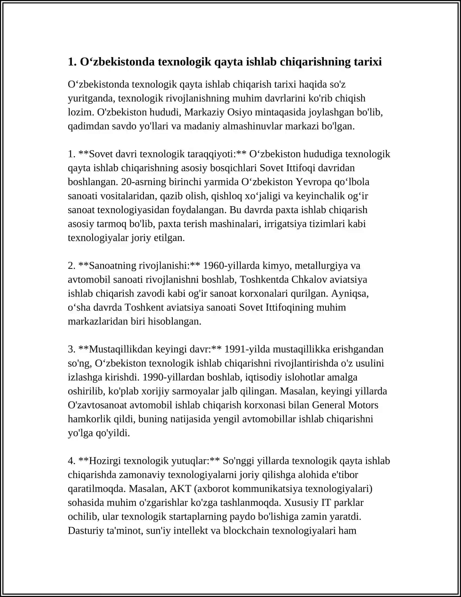 OʻZBEKISTON DA TEXNOLOGIYALI QAYTA ISHLAB CHIQARISH TARMOQLARINING RIVOJLANISHI 3