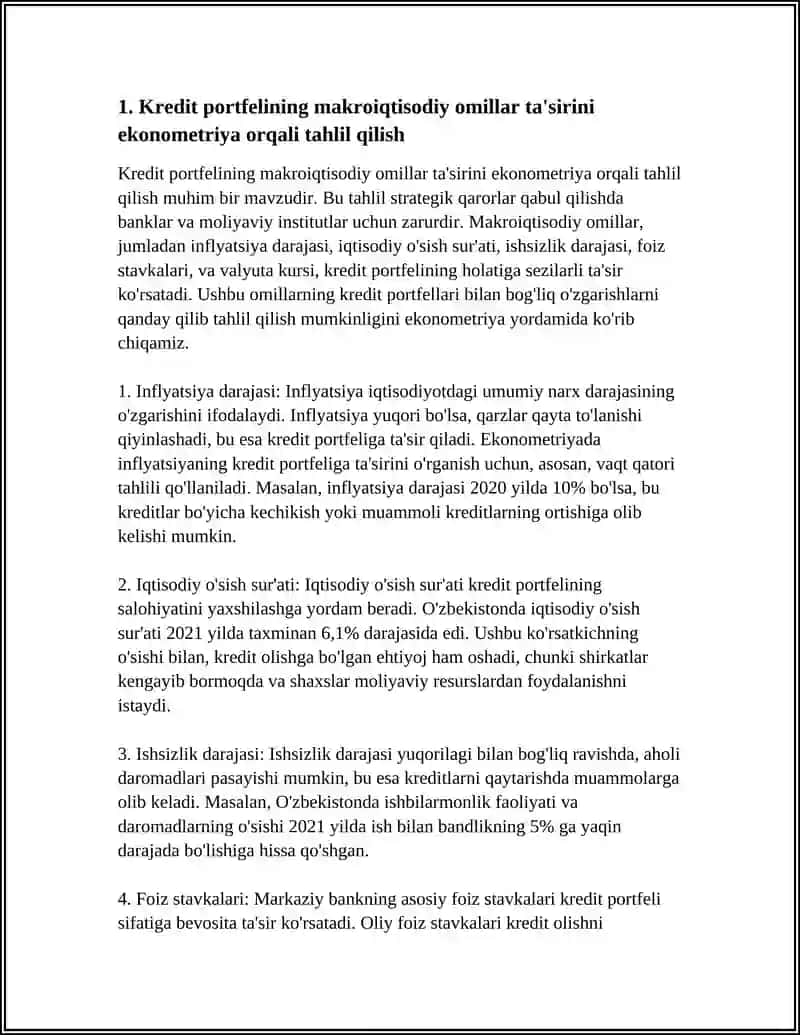 TIJORAT BANKLARINING KREDIT PORTFELINI EKONOMETRIK MODELLASHTIRISH 3