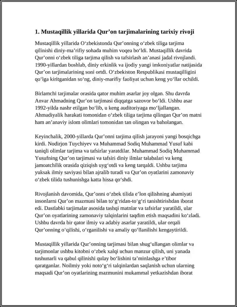 MUSTAQILLIK YILLARIDA QURʼONNING OʻZBEK TILIGA TARJIMA QILINISHI VA TAFSIRLARI 3