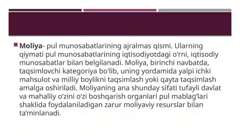 Moliya-pul munosabatlarining ajralmas qismi 3
