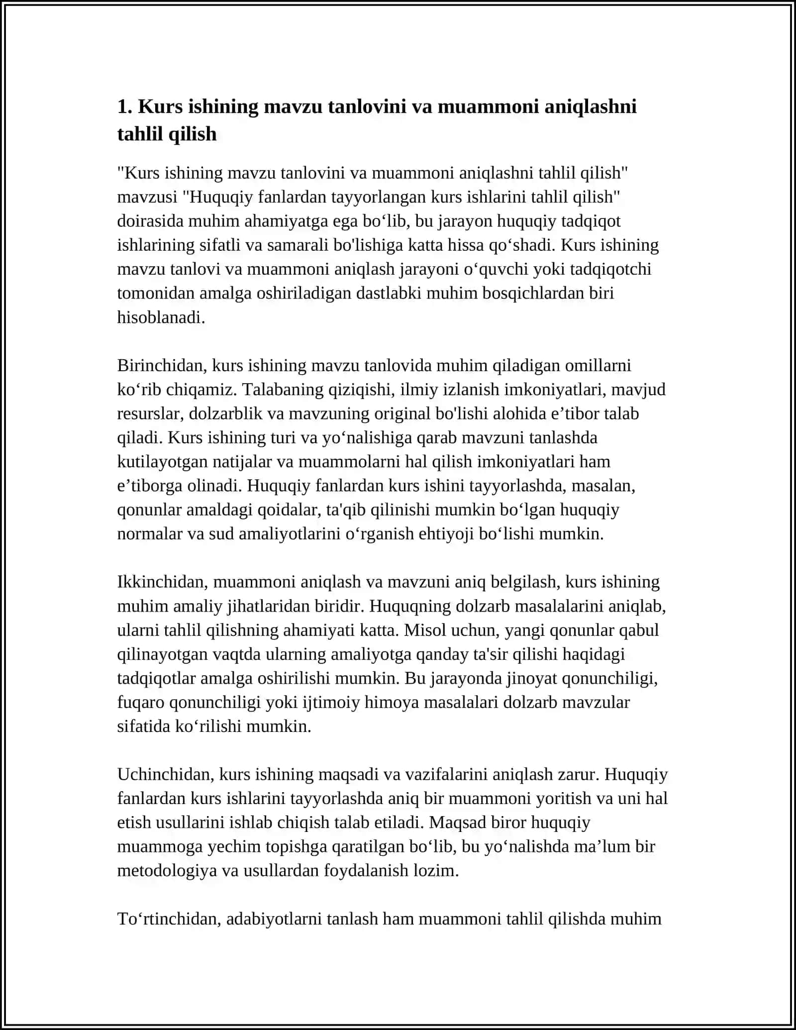 HUQUQIY FANLARDAN TAYYORLANGAN KURS ISHLARINI TAHLIL QILISH 3