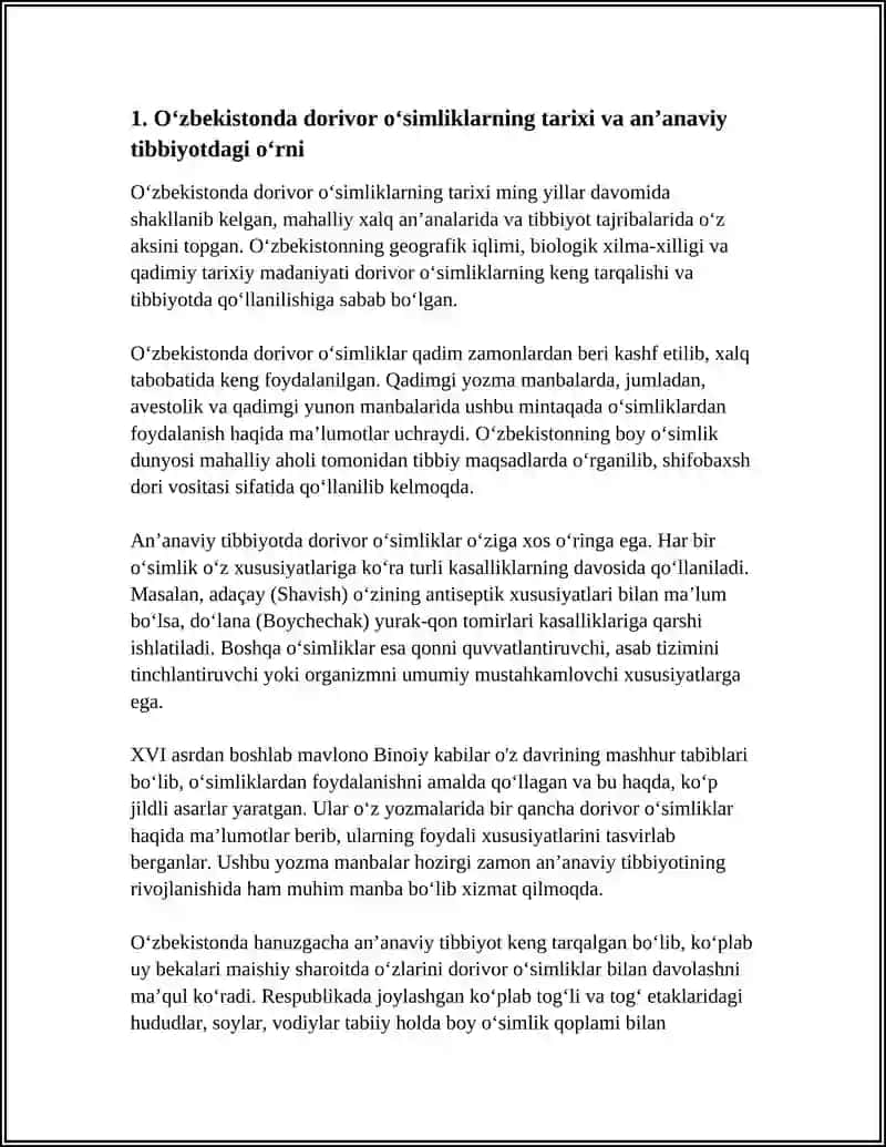 Oʻzbekistonda dorivor oʻsimliklarning tarixi va anʼanaviy tibbiyotdagi oʻrni 3