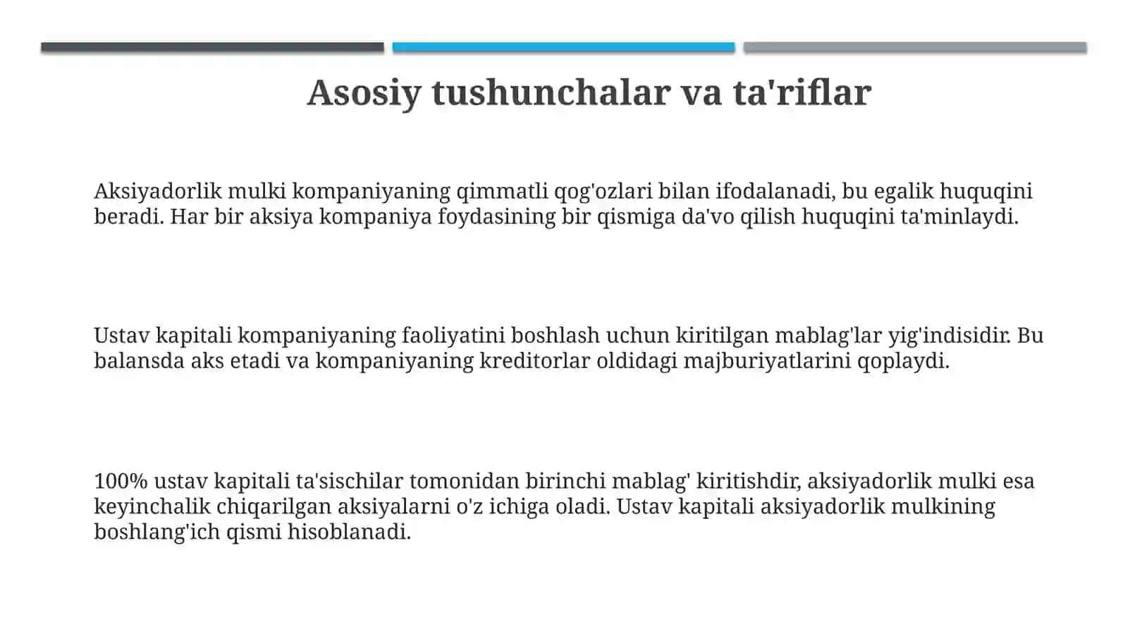 Aksiyadorlik Mulki va Ustav Kapital 3