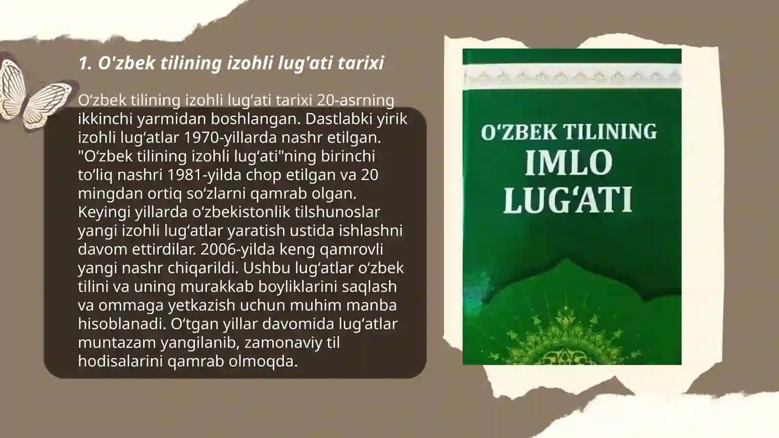 Lug'atlar ustida ishlash."O'zbek tilining izohli lug'ati" haqida tushuncha 3
