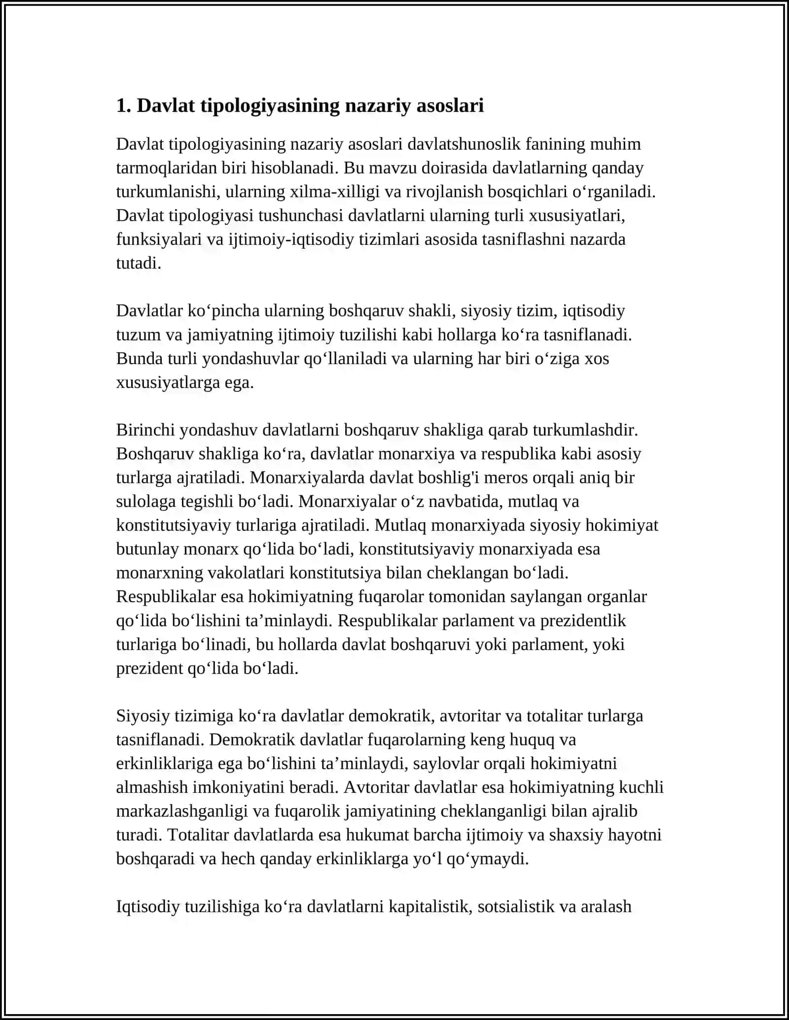 DAVLAT TIPOLOGIYASI MUAMMOSIGA FORMATSIYAVIY VA SIVILIZATSIYAVIY YONDASHUVLAR 3