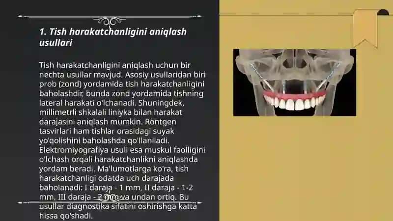 Tish harakatchanligini va implant barqarorligi aniqlash usullari (IBK) 3