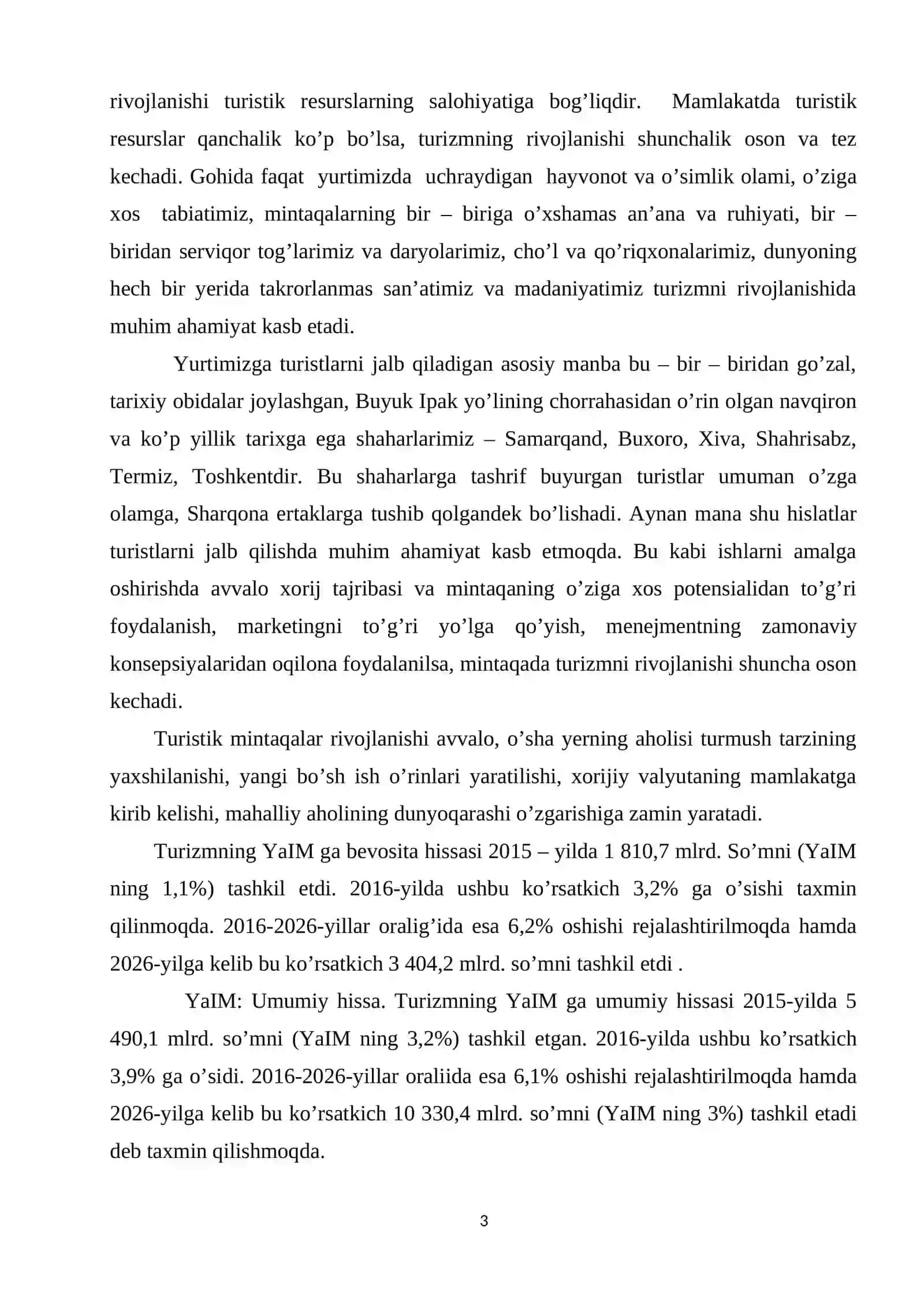Region iqtisodiyotini rivojlantirishda turistik resurslardan samarali foydalanish 3