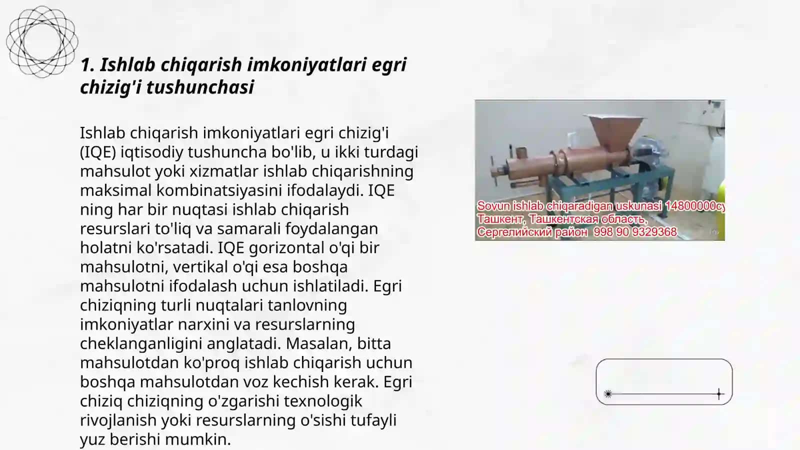 Ishlab chiqarish imkoniyatlari egri chizig'i tushunchasi 3