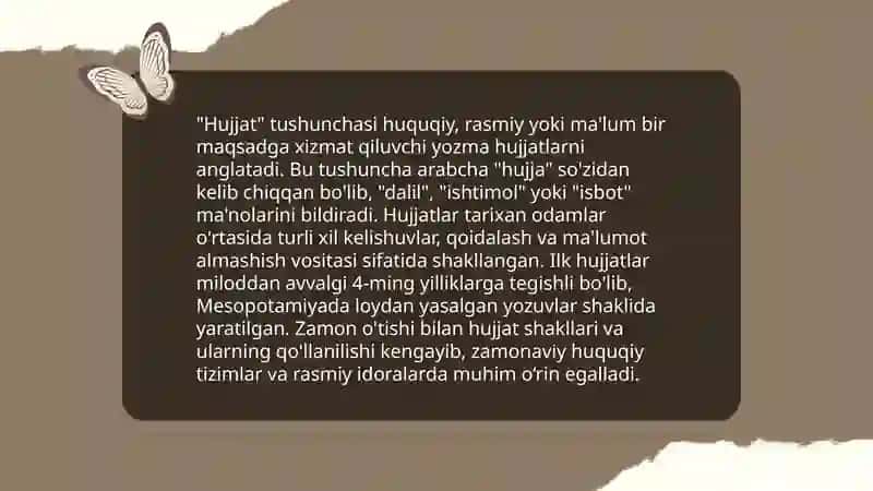 Hujjatlardagi zaruriy qismlar.Hujjatlarning paydo boʻlishi va tarixi. 3