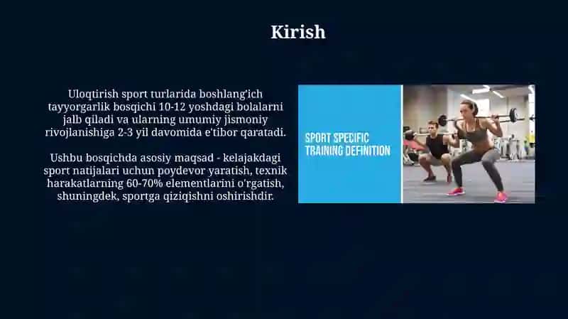 Uloqtirish sport turlarida boshlang'ich tayyorgarlik bosqichi 3