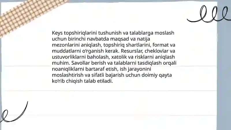 Keys topshiriqlarini bajarish 3