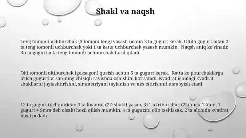 Gugurt choʻplari yordamida shakllar yasash 3
