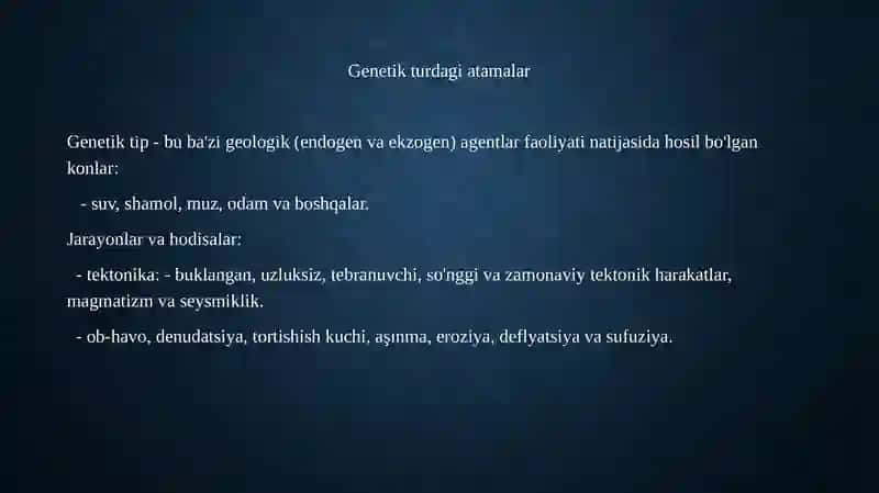 To'rtlamchi davr yotqiziqlari va relyefining genetik tiplari shakllanishining qonuniyatlari 3