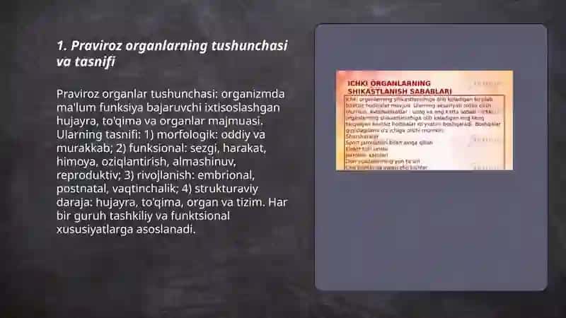 Praviroz organlarning shakllanishi va ahamiyati 3
