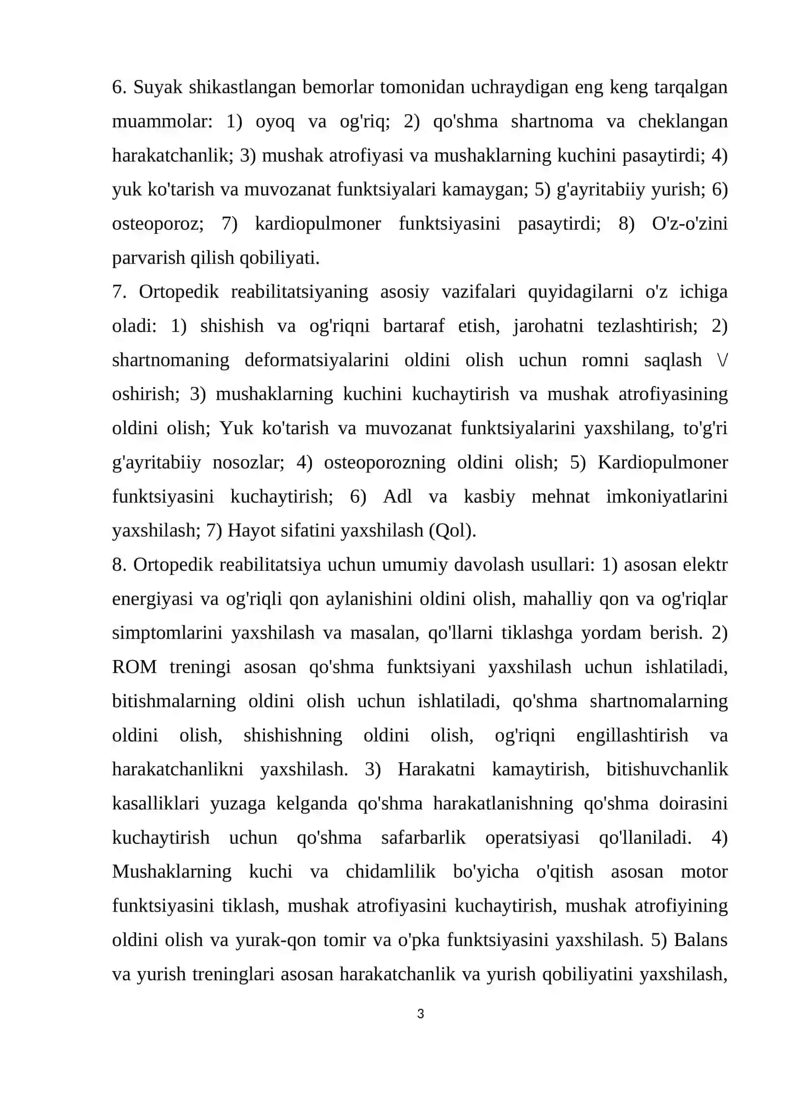 Ortopedik kasalliklarda reabilitatsiya:suyak sinishlari va osteoproz misolida 3