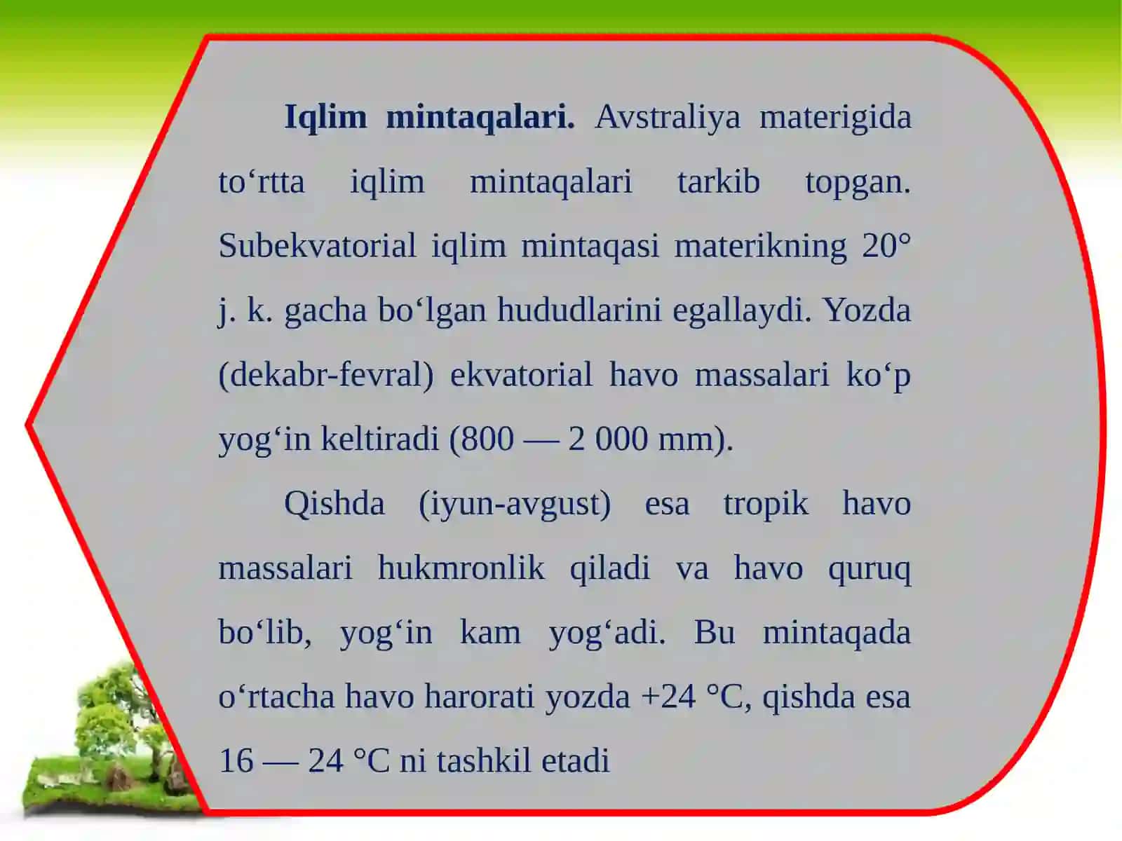 7-sinf Geografiya fanidan Avstraliyaning iqlimi, ichki suvlari va tabiat zonalari dars taqdimot 3